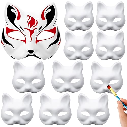 10 Stücke Therian Mask, Katzenmaske, Weisse Katzenmaske, Unbemalt Katze Masken, Diy Handgemalte Katzenmaske Weiß Zum Bemalen, Für Cosplay, Karneval, Maskerade, Halloween, Diy Masken Partyzubehör 10 Stücke Therian Mask, Katzenmaske, Weisse Katzenmaske, Unbemalt Katze Masken, Diy Handgemalte Katzenmaske Weiß Zum Bemalen, Für Cosplay, Karneval, Maskerade, Halloween, Diy Masken Partyzubehör von Wenrou