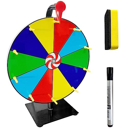 30cm Glücksrad zum Drehen Tischdreh-Preisrad mit trockenem Radiergummi und Marker 10 Solts Glücksrad Party Win Wheel Spielzubehör von Wensdr