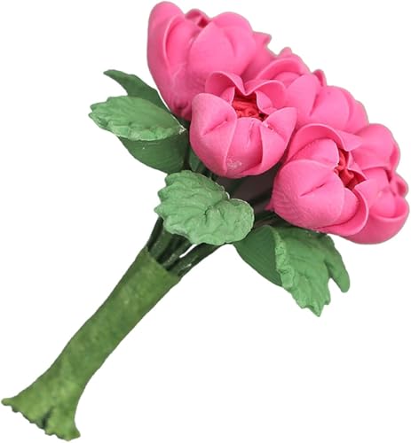 1:12 Maßstab Blumen Puppenhaus Miniatur Blumen Winzige Blumen Harz Mini Rosen Kunstblumen Mini Rosen zum Basteln, Kleine Blumen zum Basteln Mini Blumen für Dekoration (1,4 Zoll) (Rosenrot) von Wentoenapp