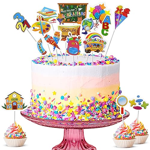 Tortendeko Einschulung, Kuchendeko Schulanfang für Schulkind Mädchen Junge, ABC 123 Schultüte Kuchendeko, Schulanfang Cupcake Topper, Schuleinführung 1. Schultag Schulstart Party Deko Tortendeko Einschulung, Kuchendeko Schulanfang für Schulkind Mädchen Junge, ABC 123 Schultüte Kuchendeko, Schulanfang Cupcake Topper, Schuleinführung 1. Schultag Schulstart Party Deko von Wentsent