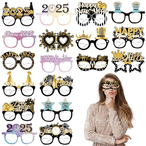 Wentsent 18Stück Silvester Brillen 2025 Sylvester Party Deko Frohes Neues Jahr Happy New Year Lustig Papier Partybrille Fotobox Accessoires für Erwachsene Kinder Neujahrsdeko 2025 Photo Booth Props Wentsent 18Stück Silvester Brillen 2025 Sylvester Party Deko Frohes Neues Jahr Happy New Year Lustig Papier Partybrille Fotobox Accessoires für Erwachsene Kinder Neujahrsdeko 2025 Photo Booth Props von Wentsent