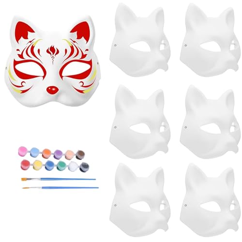 Wenyue 6 Stücke Cat Mask Katzen Maske Maske Diy Masken Zum Bemalen Tiermasken Blank White Cat Katzen Damen Maskerade Zum Dekorieren Von Malerei Maskerade Cosplay Party Katzenmaske Mit Pinsel Wenyue 6 Stücke Cat Mask Katzen Maske Maske Diy Masken Zum Bemalen Tiermasken Blank White Cat Katzen Damen Maskerade Zum Dekorieren Von Malerei Maskerade Cosplay Party Katzenmaske Mit Pinsel von Wenyue