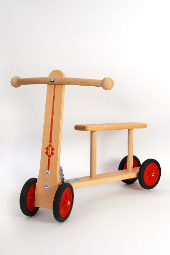 Wenzel Holz-Wenzel 300 - Tretroller für Kinder, ca. 44 x 14 x 40 cm, Roller aus Holz mit Sitzfläche von Wenzel