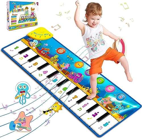 Weokeey Klaviermatte, Tanzmatte Musikmatte Kinderspielzeug ab 1 Jahr Baby Spielzeug Lernspielzeug Geschenk 1 Jahr für Jungen Mädchen 2 3 4 Jahre, 110X36cm von Weokeey