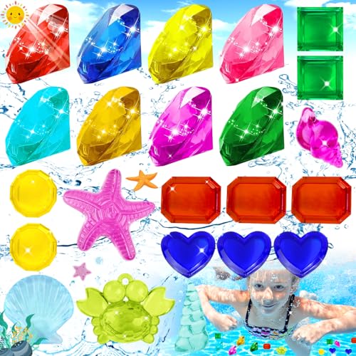 23 Stück Tauchen Edelsteine, Pool Edelsteine, Kinder Unterwasser Spielzeug, Bunt Acryl Edelsteine, Unterwasser Spielzeug Edelsteine, Unterwasserjuwelen für Das Tauchtraining, Mädchen, Jungen von Weploda