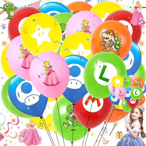 35 Stück Luftballon Super Kindergeburtstag Deko, Kindergeburtstag Luftballons Dekoration Set, 7 verschiedene Muster für Kindergeburtstagsdekorationen, Ballonspiele und mehr von Weploda