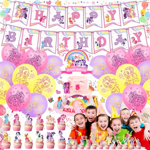 44 Stück Little Pony Geburtstag Party Dekoration Set, Little Pony Latex Ballon für Kinder Mädchen Party, Geeignet für Partydekoration, Kinder Geburtstagsfeier Dekoration Luftballons von Weploda