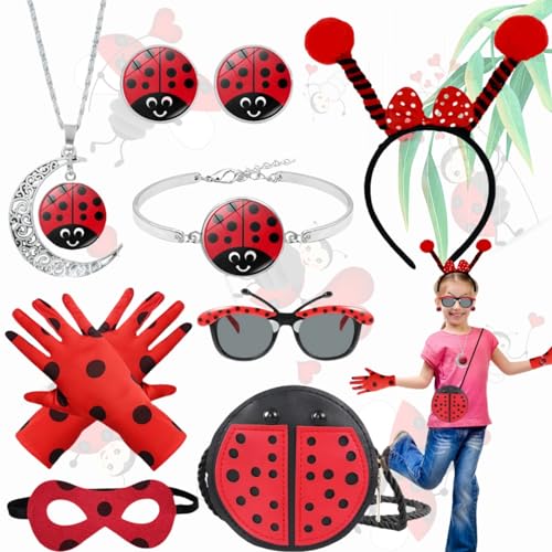 Weploda 10-Stück Marienkäfer-Accessoires-Set, Marienkäfer Cosplay Kleidung Kinder, Marienkäfer-Karnevalskostüm, Mit Augenmasken Handschuhe Stirnbänder Halsketten Armbänder Ohrringe Brillen Taschen Weploda 10-Stück Marienkäfer-Accessoires-Set, Marienkäfer Cosplay Kleidung Kinder, Marienkäfer-Karnevalskostüm, Mit Augenmasken Handschuhe Stirnbänder Halsketten Armbänder Ohrringe Brillen Taschen von Weploda