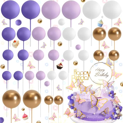 Weploda 54 Stück Schmetterlinge Tortendeko Kugeln, Kuge Schaumkugeln Cupcake Topper, DIY Kuchen Insert Topper Geburtstag Kuchen Dekoration, Für Hochzeit Party Torte Dekorieren(Lila Weiß Gold) Weploda 54 Stück Schmetterlinge Tortendeko Kugeln, Kuge Schaumkugeln Cupcake Topper, DIY Kuchen Insert Topper Geburtstag Kuchen Dekoration, Für Hochzeit Party Torte Dekorieren(Lila Weiß Gold) von Weploda