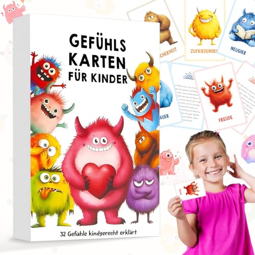 Weploda gefühlskarten für Kinder, Emotional Cards for Children, Card Game for Emotional Children, Emotionskarten Für Kinder, 32 Emotionskarten + Erklärtexte, Für Kindergarten Grundschule geeignet von Weploda
