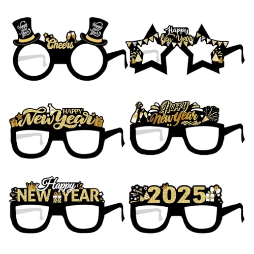 Weppduk 2025 Neujahrsbrille – Silvester-Dekorationen | Frohe Neujahrsbrille | Urlaubsparty-Zubehör 2025 Brillen | Lustige Foto-Requisiten und Zubehör für Silvester von Weppduk