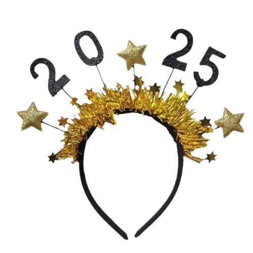 Weppduk Happy New Year Stirnband Tiara, 2025 Happy New Year Stirnbänder Tiara | Silvester Haarreifen | Glitzer Kopfbedeckung Party Dekorationen 2025 Happy New Year Stirnband für Erwachsene Teenager von Weppduk