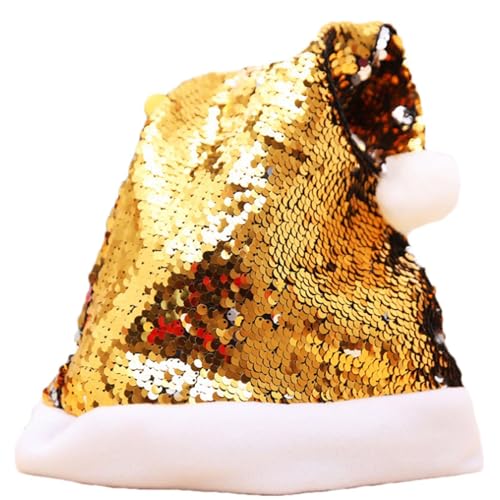 Weppduk Weihnachtsmütze, Weihnachtsmütze mit Pailletten, flauschige Weihnachtsmütze, Glitzer-Paillettenmütze, Weihnachtsmütze, Weihnachtsmütze mit Pailletten, für Kinder und Erwachsene von Weppduk