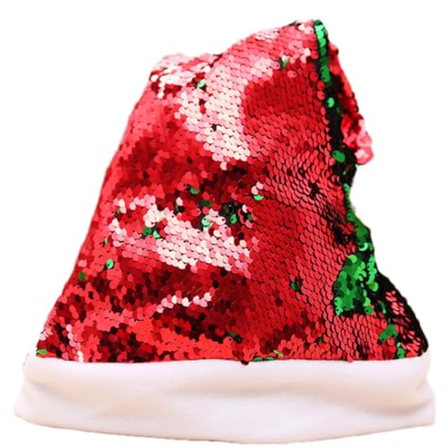 Weppduk Weihnachtsmütze, Weihnachtsmütze mit Pailletten, flauschige Weihnachtsmütze, Glitzer-Paillettenmütze, Weihnachtsmütze, Weihnachtsmütze mit Pailletten, für Kinder und Erwachsene von Weppduk