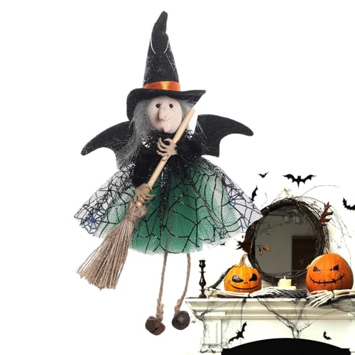 Weqizuerqi 3 Stück 13.5x24 cm Hexenpuppen Halloween Hexe Puppe Hexenfigur Stoff Hexen Ornament Wohndekoration Für Schlafzimmer Und Feierlichkeiten Grünes Design Als Baumspitze Oder Tischornament von Weqizuerqi