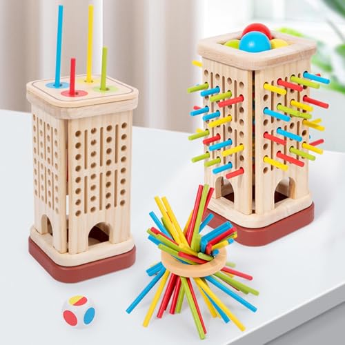 Weqizuerqi Montes-Sori Spiel Brettspiel Aus Holz 32 Stück Bunte Holzstäbchen Würfelspiel Mathematik Lernspielzeug Ab 4 5 6 Jahre, Feinmotorik Spiel & Zählspielzeug Familienspiel Reisespiel Für Kinder von Weqizuerqi