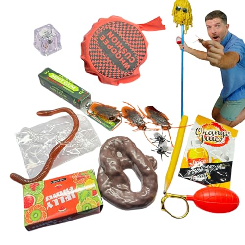 Weqizuerqi Scherzartikel Kinder Streich-Requisiten-Set Lustige Streiche Kinder Prank Pack Und Joke Toys Box-Set PVC Streich Gadgets Für Freundliche Witze Für Familie Und Freunde von Weqizuerqi