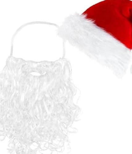 Werownsgso 2 Stück Weihnachtsmann Bart Weiß + Mütze Nikolauskostüm Weihnachtsmann Mütze Santa Kostüm Accessoires zum Verkleiden als Nikolaus für Erwachsene Weihnachten (Weihnachtsmann Bart und Mütze) Werownsgso 2 Stück Weihnachtsmann Bart Weiß + Mütze Nikolauskostüm Weihnachtsmann Mütze Santa Kostüm Accessoires zum Verkleiden als Nikolaus für Erwachsene Weihnachten (Weihnachtsmann Bart und Mütze) von Werownsgso