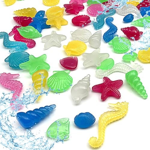 Werownsgso 250g Tauchspielzeug Bunte Ozean Thema Set Acryl Muschel Seestern Meerestiere Edelsteine Tauchen Edelsteine für Mädchen Junge Poolparty Kindergeburtstag von Werownsgso
