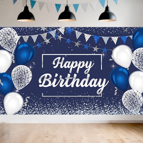Werownsgso Happy Birthday Hintergrund, 1,1 x 1,8 m Foto Geburtstag Hintergrund, Personalisierte Blaue Poster Party Banner, Festival Party Dekoration Supplies für Männer Frauen Werownsgso Happy Birthday Hintergrund, 1,1 x 1,8 m Foto Geburtstag Hintergrund, Personalisierte Blaue Poster Party Banner, Festival Party Dekoration Supplies für Männer Frauen von Werownsgso