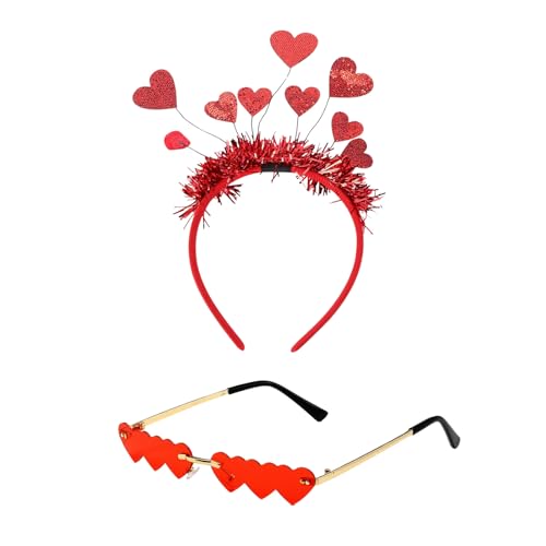 Werownsgso Herz Stirnband, Sonnenbrille in Herzform, 2 Stück Liebe Herz Haarreifen Partybrille Set, Glitter Herz Haarband, Amor Kostüm für Karneval Valentinstag Hochzeit Party Werownsgso Herz Stirnband, Sonnenbrille in Herzform, 2 Stück Liebe Herz Haarreifen Partybrille Set, Glitter Herz Haarband, Amor Kostüm für Karneval Valentinstag Hochzeit Party von Werownsgso