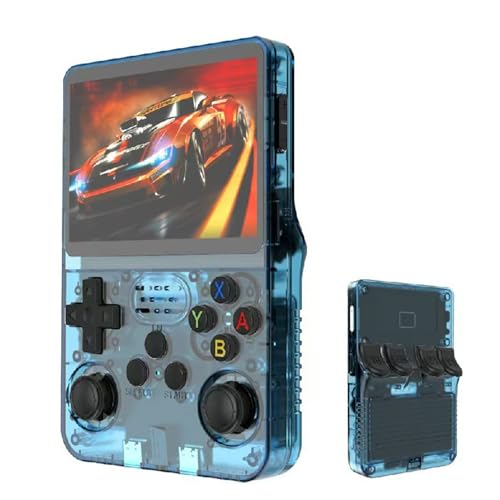 Werwing R36S Retro-Spielekonsole, 3,5 Zoll IPS-Bildschirm, 64 GB TF-Karte mit über 10.000 vorinstallierten Spielen, Linux OS Handheld-Spielgerät (Seeblau) von Werwing