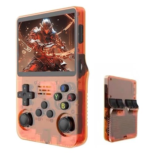 Werwing R36S Retro-Spielekonsole, 8,9 cm (3,5 Zoll) IPS-Bildschirm, 64 GB TF-Karte mit über 10.000 vorinstallierten Spielen, Linux OS, Handheld-Spielgerät (Orange) von Werwing