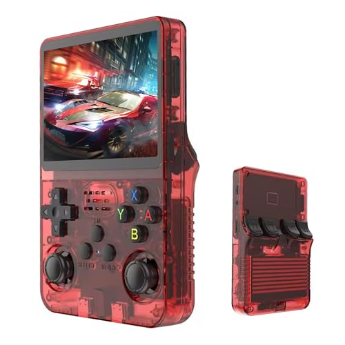 Werwing R36S Retro-Spielekonsole, 8,9 cm (3,5 Zoll) IPS-Bildschirm, 64 GB TF-Karte mit über 10.000 vorinstallierten Spielen, Linux OS, Handheld-Spielgerät (rot) von Werwing