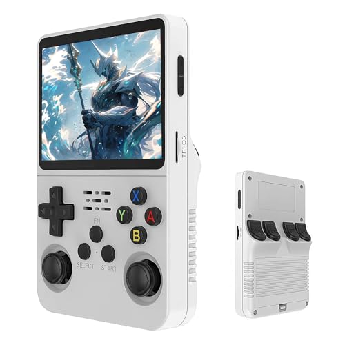 Werwing R36S Retro-Spielekonsole, 8,9 cm (3,5 Zoll) IPS-Bildschirm, 64 GB TF-Karte mit über 10.000 vorinstallierten Spielen, Linux OS, Handheld-Spielgerät (weiß) von Werwing