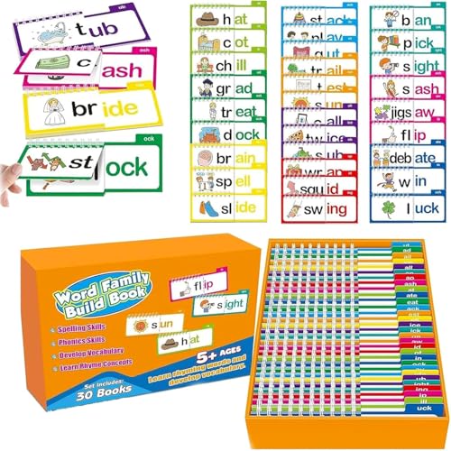 30 Lese- und Reim-Flip-Bücher, Wortfamilien, Lernkarten, ABC-Vokabelkarteikarten, pädagogische Lesespiele 30 Lese- und Reim-Flip-Bücher, Wortfamilien, Lernkarten, ABC-Vokabelkarteikarten, pädagogische Lesespiele von WesGen