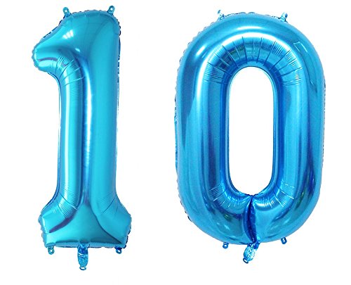 40cm Blau Folienballon Zahl 10 von Weser