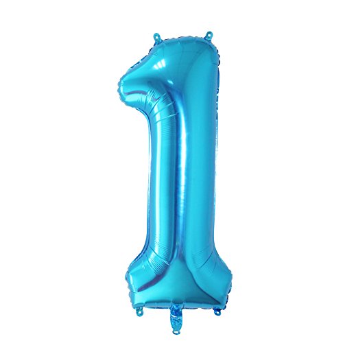 40cm blau Folienballon Zahl 1 von Weser