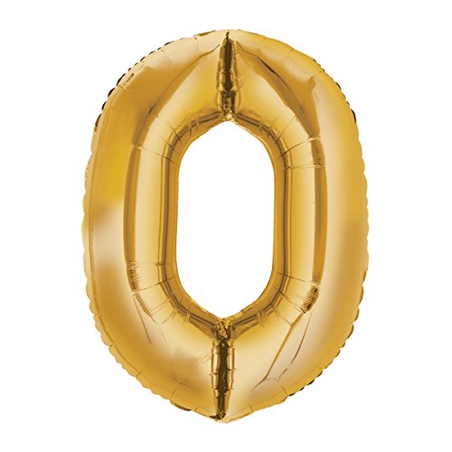 60cm gold Folienballon Zahl 0 von Weser