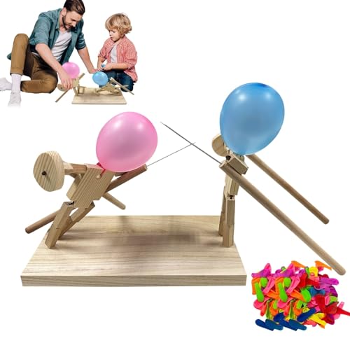 Ballon Bambus Mann Kampf, 2024 Neue Diy Handgemachte HöLzerne Fechten Puppen, HöLzerne Bots Kampf Spiel FüR 2 Spieler, Fast Paced Ballon Kampf, Whack Ein Ballon Party Spiele, Bambus Pk Puppet Kit von Wetoothi