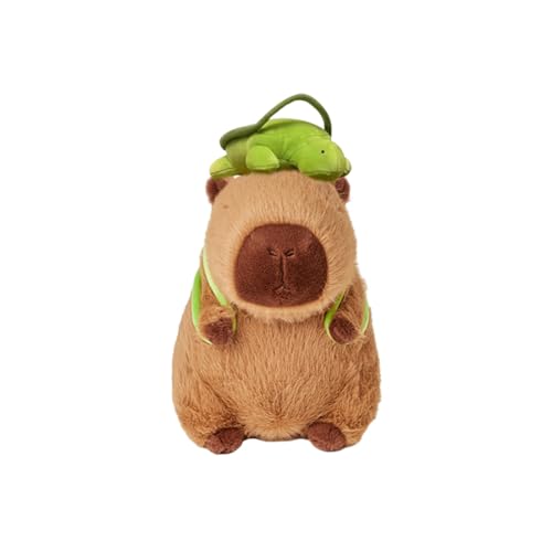 Wetoothi Capybara Plüschtier,10cm Capybara Plushie Puppen Kuscheltier,Niedlicher Kuscheltier Capybara mit Schildkrötenrucksack,Capybara Geschenke Meerschweinchen Spielzeug Kinder von Wetoothi