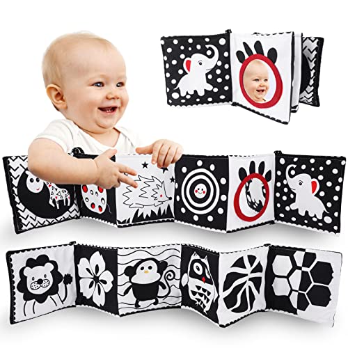 Weysoo Kontrastbuch Baby,Schwarz Weiß Doppelseitig Baby Stoffbuch, Soft Bilderbuch aus Stoff, Klingendes Wahrnehmungs-Lernspielzeug mit Spiegel, Geschenke für Jungen Mädchen -Tierstil Weysoo Kontrastbuch Baby,Schwarz Weiß Doppelseitig Baby Stoffbuch, Soft Bilderbuch aus Stoff, Klingendes Wahrnehmungs-Lernspielzeug mit Spiegel, Geschenke für Jungen Mädchen -Tierstil von Weysoo