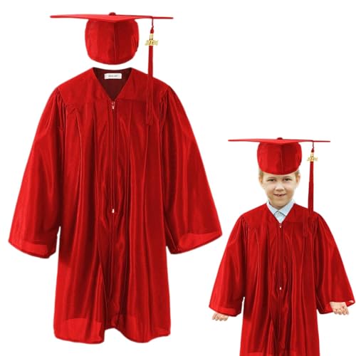 Wezalget Kinderkappe und Kleid, Kinderabschlusskappe und Kleid - Graduierungswaden -Set für Kinder,Doktoranden der Grundschule, Absolventenkostüm von Wezalget