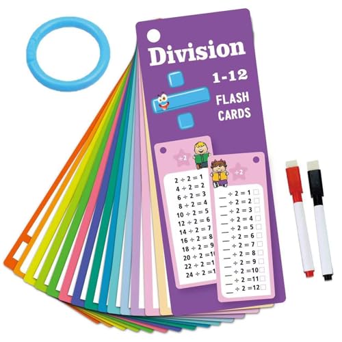 Wezalget Mathematik-Lernkarten – 15 x Wiederverwendbare Lernkarten zum Schreiben und Wischen, Multiplikationsunterteilung, interaktives Mathematikübungswerkzeug für Kinder, und Mädchen von Wezalget