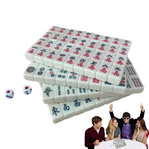 Wezalget -Mahjong-Spiel, Mahjong-Stein-Set - Tragbare Mahjong-Sets mit klarer Gravur | 144 Stück/Set Reisezubehör für Ausflüge, Häuser, Schlafsäle von Wezalget