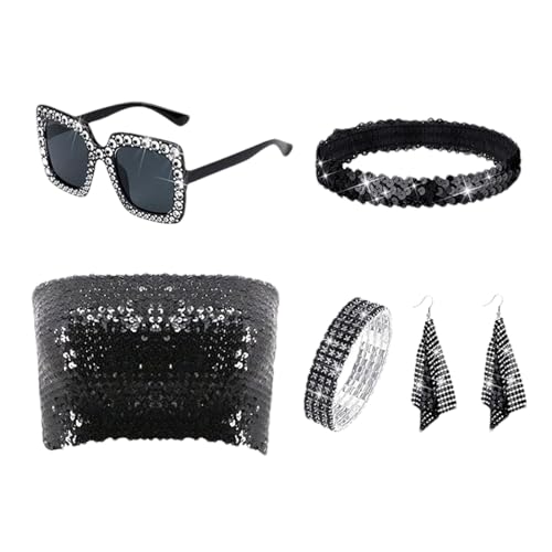 Wezalget Pailletten Disco Kostüm | Vintage Pailletten Kostüm | Lustiges Kostümzubehör für Partys, Festivals von Wezalget