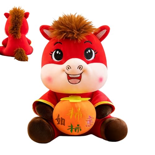 Wezalget Plüschpferd - Chinesische Neujahrstiere | Cartoon 2026 Reichtum Frieden Puppe Maskottchen für Wohnzimmer Kinderzimmer Nachttisch Party von Wezalget
