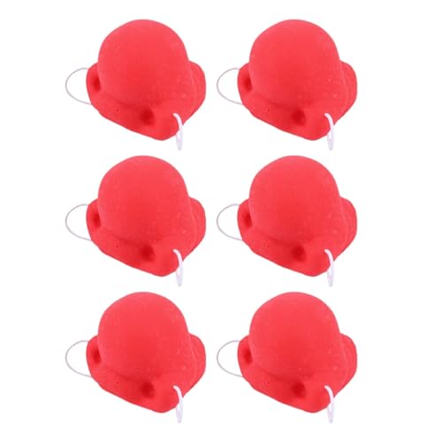 Wezalget Rote Nase, 6 weiche Gummi-Zirkusnasen-Clowns mit roter Nase, Zirkus, rote Nase, Cosplay-Requisiten, für Thema, Rollenspiel-Kostüm-Zubehör von Wezalget