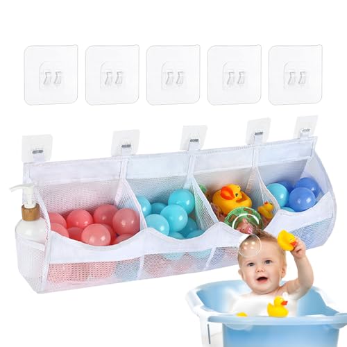 Wezalget Spielzeug-Organizer für Badewanne, Organizer für Badezimmer mit Aufbewahrungsfächern, 4 Fächer, kompakter Behälter, schneller Zugriff für Haus, Pool und Kindergarten von Wezalget