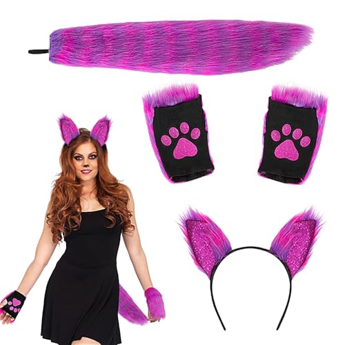 Wezalget Tierschwanz Haarspangen Ohren und Handschuhe Set - Schwanz Wolf Cosplay Kostüm Set - Halloween Kostüme Plüsch Ohren Schwanz Handschuhe Cosplay Set für Halloween Anime Cosplay Party Wezalget Tierschwanz Haarspangen Ohren und Handschuhe Set - Schwanz Wolf Cosplay Kostüm Set - Halloween Kostüme Plüsch Ohren Schwanz Handschuhe Cosplay Set für Halloween Anime Cosplay Party von Wezalget