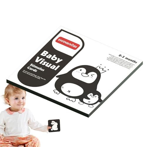 Wezalget Visuelle Stimulation, schwarz-weiße visuelle Stimuluskarten, sensorische Entwicklungskarte, Gehirnentwicklung, Lernkarten für Kinder, Mädchen von Wezalget