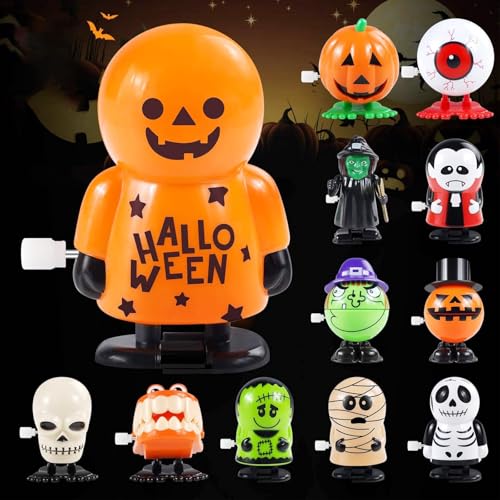 12 Stücke Halloween Kürbis Ghost Skull Wind Up Spielzeug,Kinder Aufziehspielzeug Halloween lustige Springen Spielzeug für Parteibevorzugung Goody Bag Füller Fledermaus Mumie Zombie, Mehrfarbig 12 Stücke Halloween Kürbis Ghost Skull Wind Up Spielzeug,Kinder Aufziehspielzeug Halloween lustige Springen Spielzeug für Parteibevorzugung Goody Bag Füller Fledermaus Mumie Zombie, Mehrfarbig von Wffeila