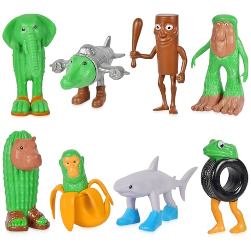 Wffeila Italian Brainrot Figuren Set, 8 Stück 3D Printed Italien Brainrot, Tung Tung Tung Tung Sahur Figur,Tralalero Tralala Figur,Brainrot Animals Figurines für Kinder, Erwachsene von Wffeila