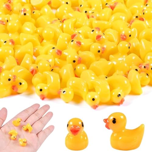 100 PCS Gelbe Mini Harz Enten,Mini Resin Ducks Für DIY Potting Micro Landschaft Dekorationen Lieferungen,Mini Resin Ducks Figuren Für Bastelarbeiten,Gartenlandschaft (Farbe Gelb) von Wffeila