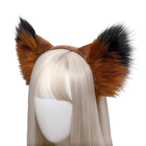 Plüsch Fuchsohren Haarreif,Tierohren Haarbänder Haarschmuck,Niedliche Kopfbedeckung Cosplay Kleidung,Halloween Kostüm,Haar-Accessoires für Cosplay Party Mottoparty Weihnachtsfeier,Kamel Schwarz von Whakano