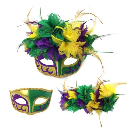Whakano Brasilianischer Karneval Federmaske,Blumen Maskerade Maske,Halbe Gesichtsmaske,Augenmaske Venezianische Maske für Halloween Karneval Abendkleid Tanz Maskenball Kostüm Party Cosplay,D von Whakano